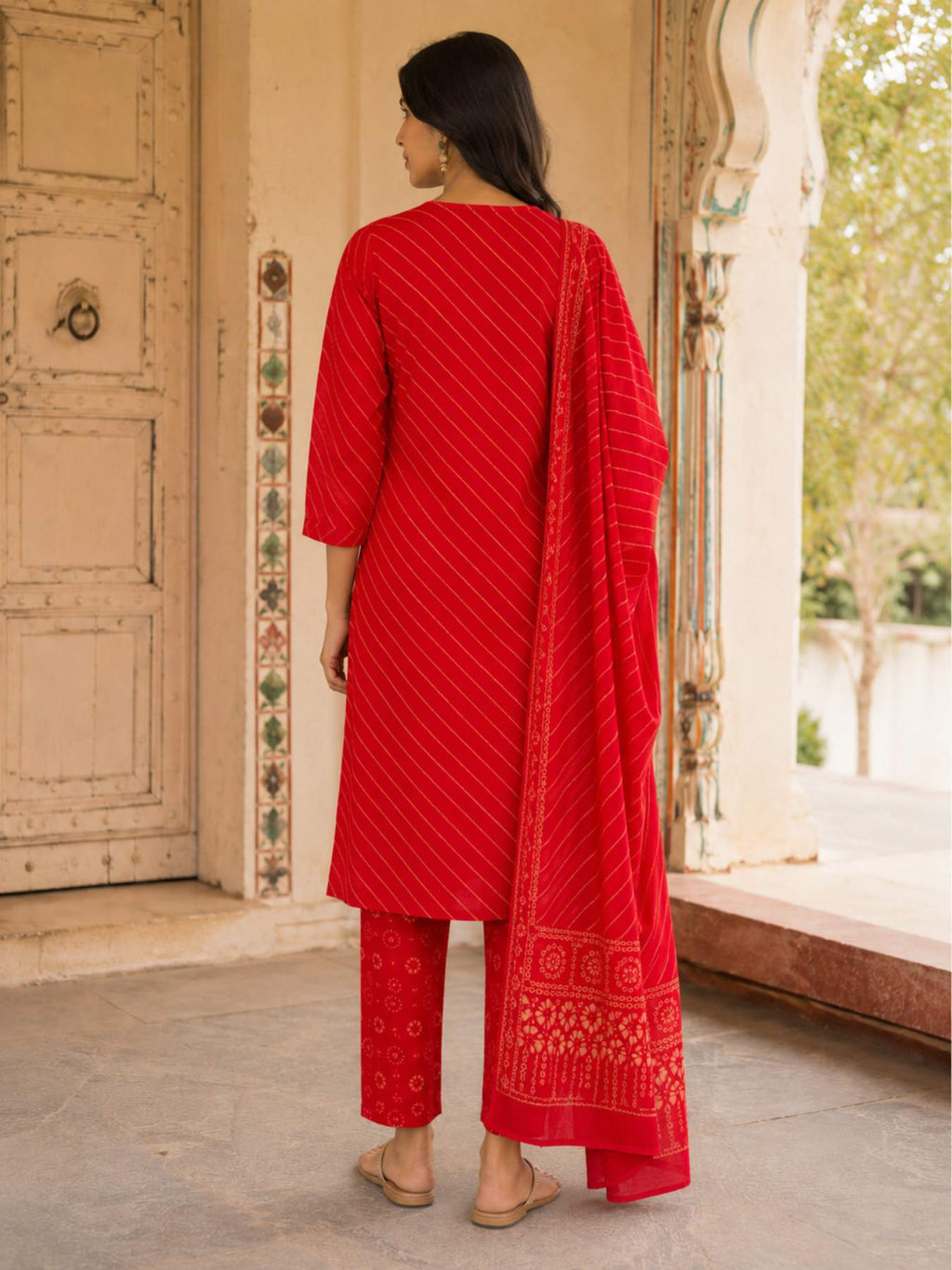 Sitara Laal Leheriya Suit Set KST11
