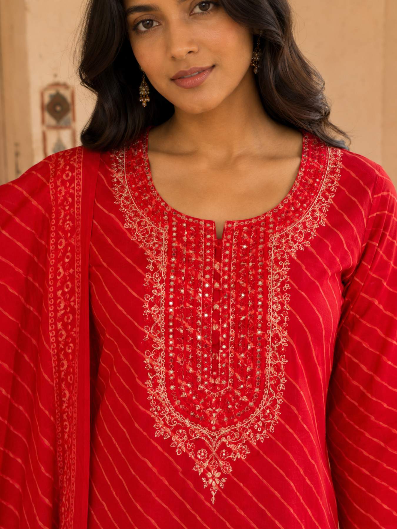 Sitara Laal Leheriya Suit Set KST11