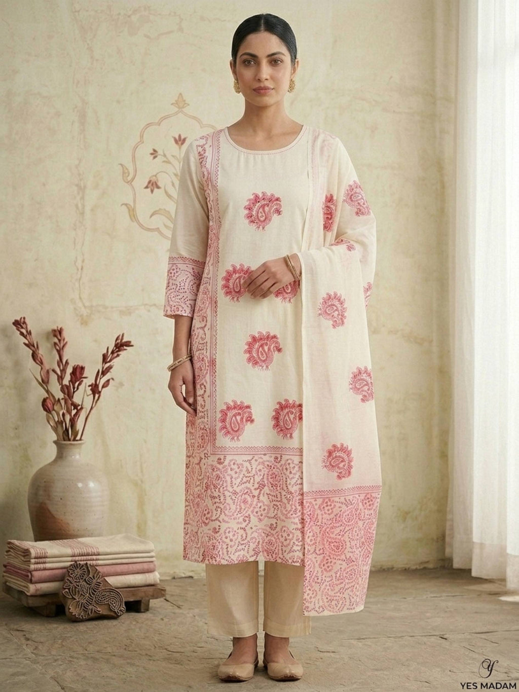 Gulabi Paisley Cotton Kurti Set KST04