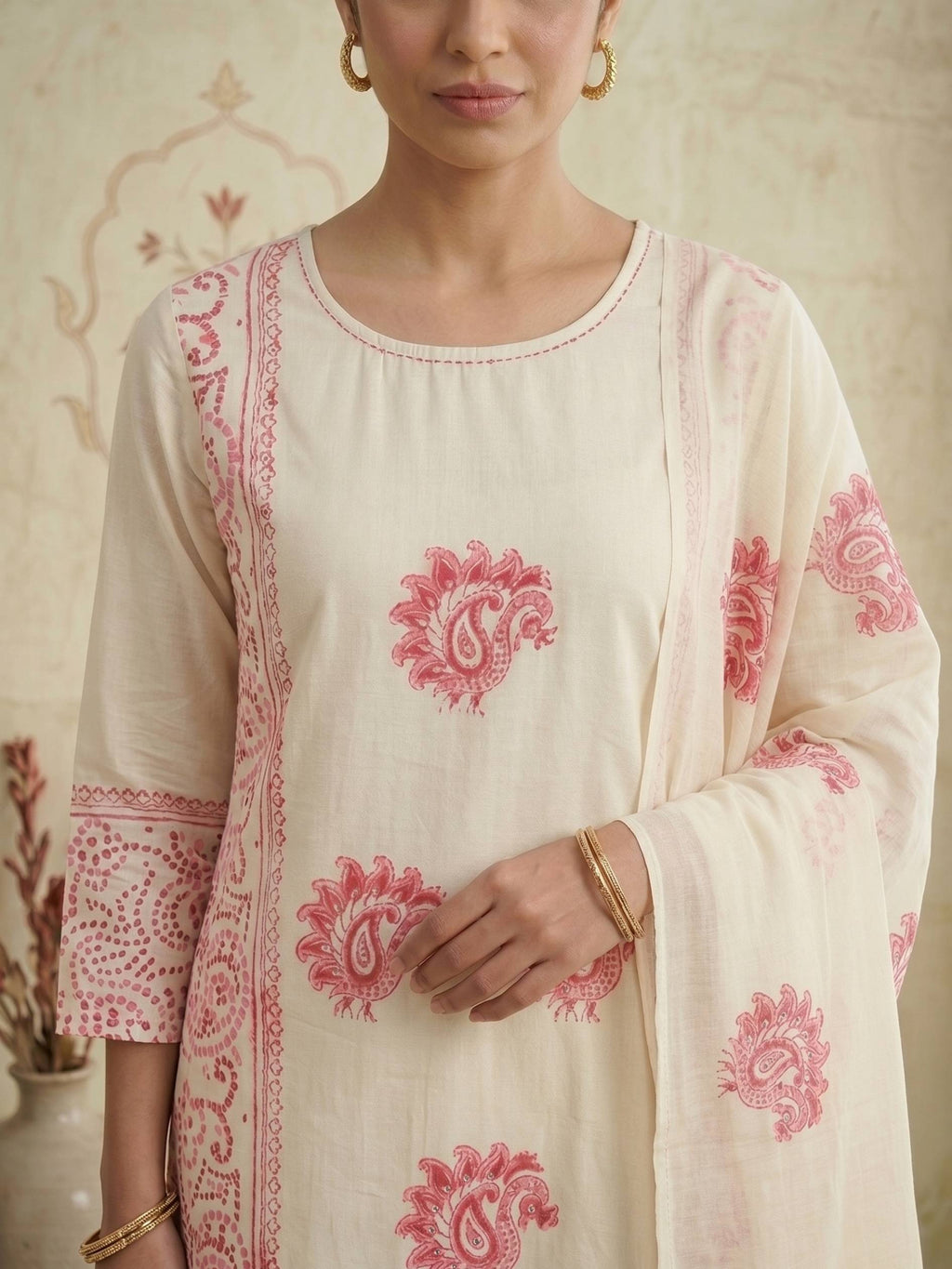 Gulabi Paisley Cotton Kurti Set KST04