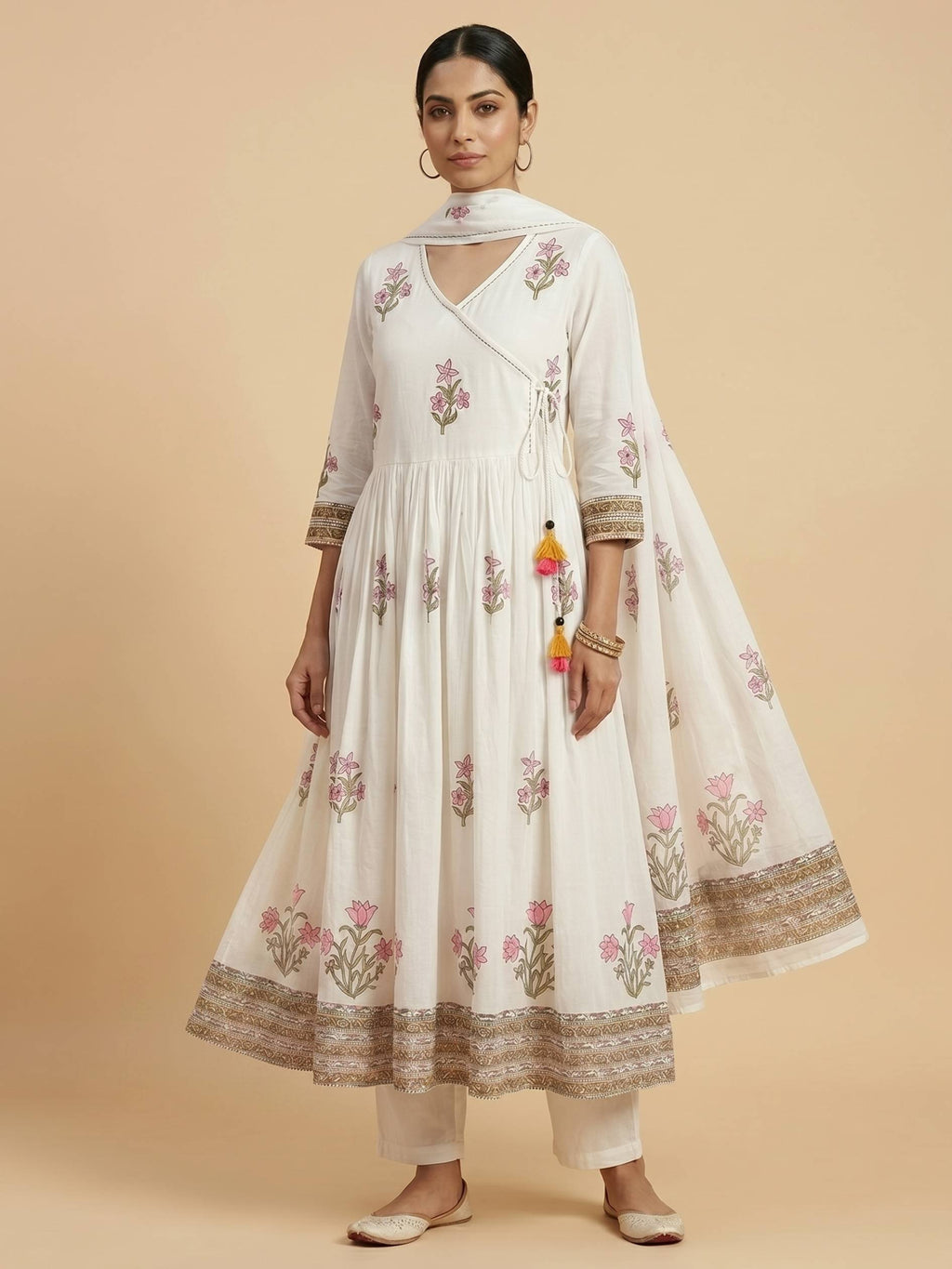 Gulabi Noor Cotton Angrakha Kurti Set KST02