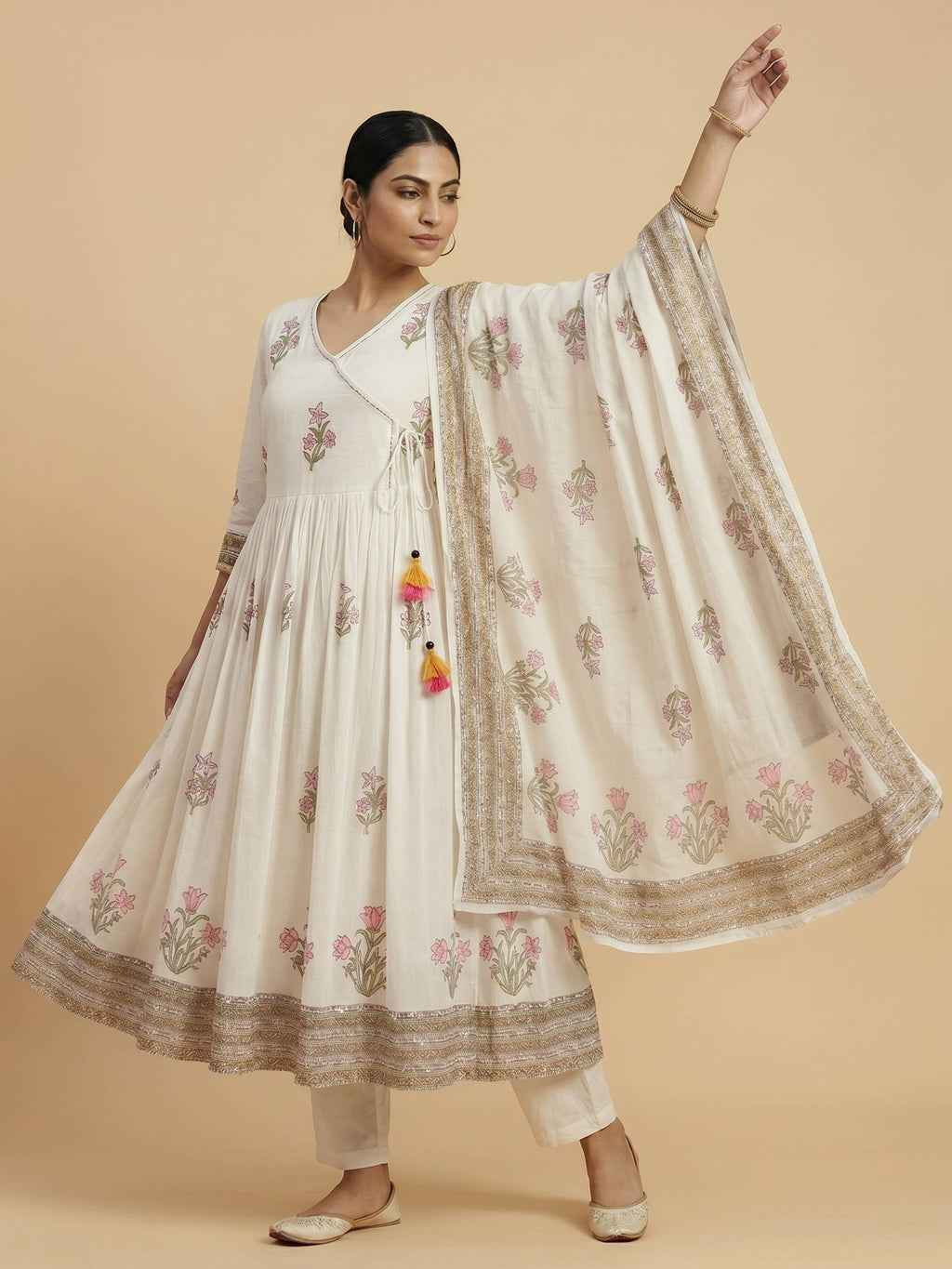 Gulabi Noor Cotton Angrakha Kurti Set KST02