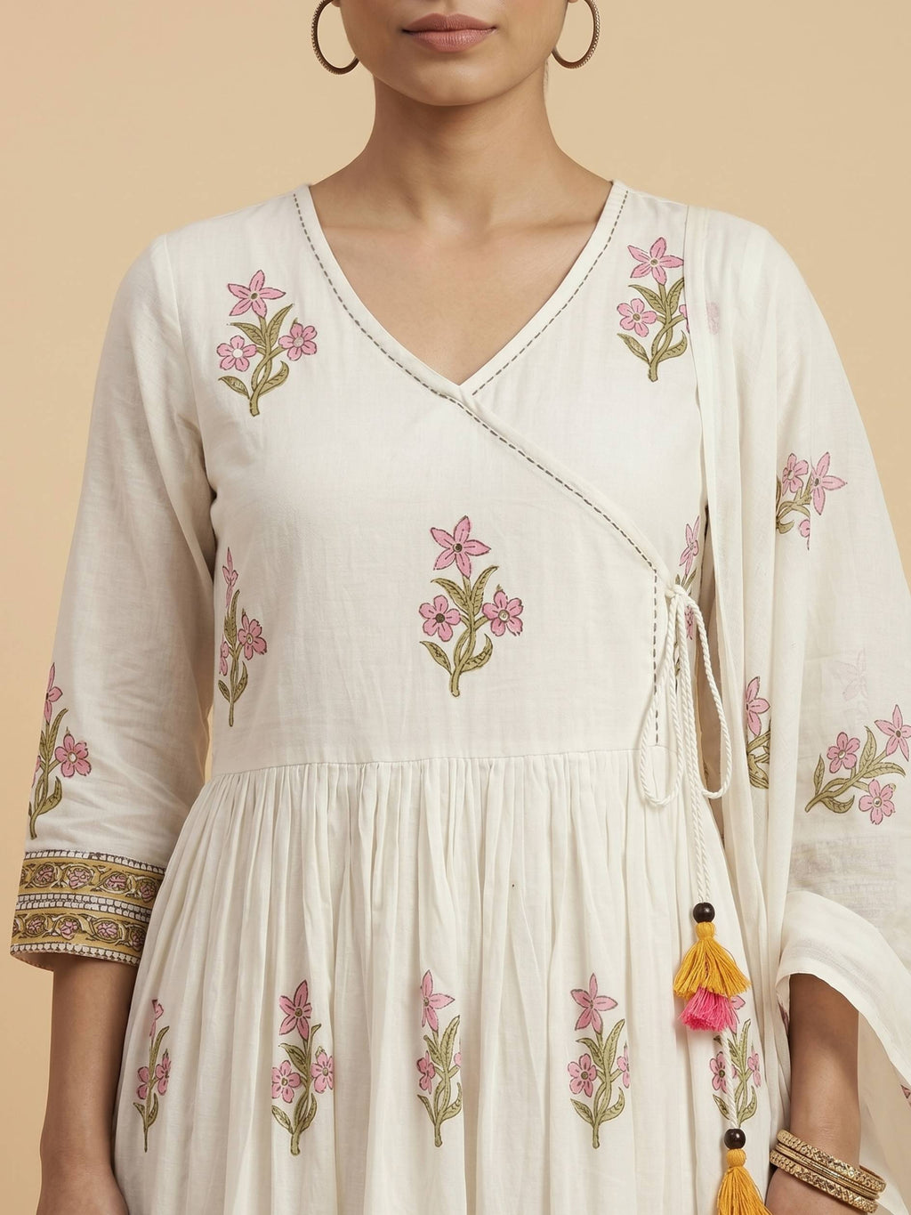 Gulabi Noor Cotton Angrakha Kurti Set KST02