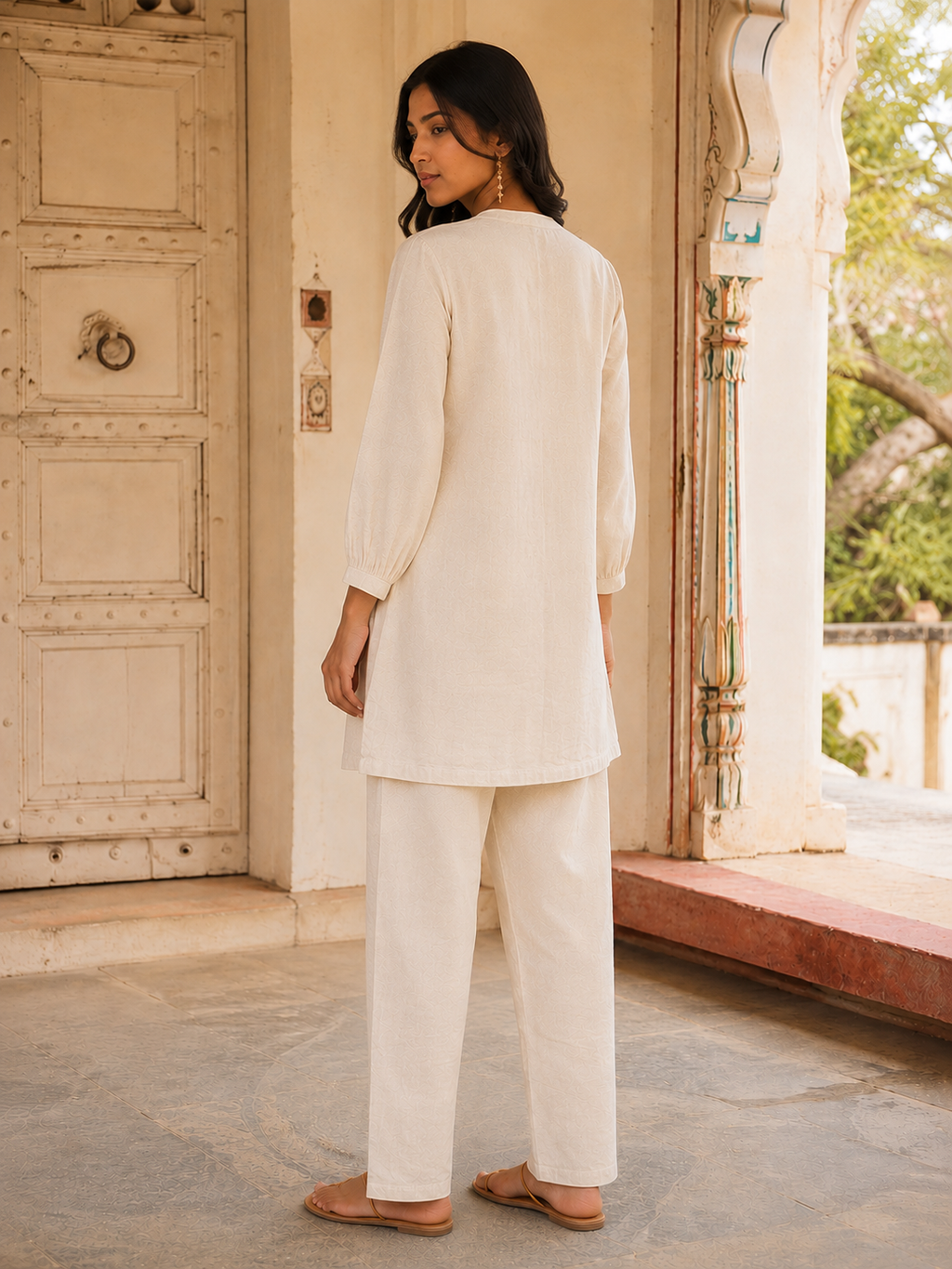 Neelam Ivory Embroidered Coord Set COS09