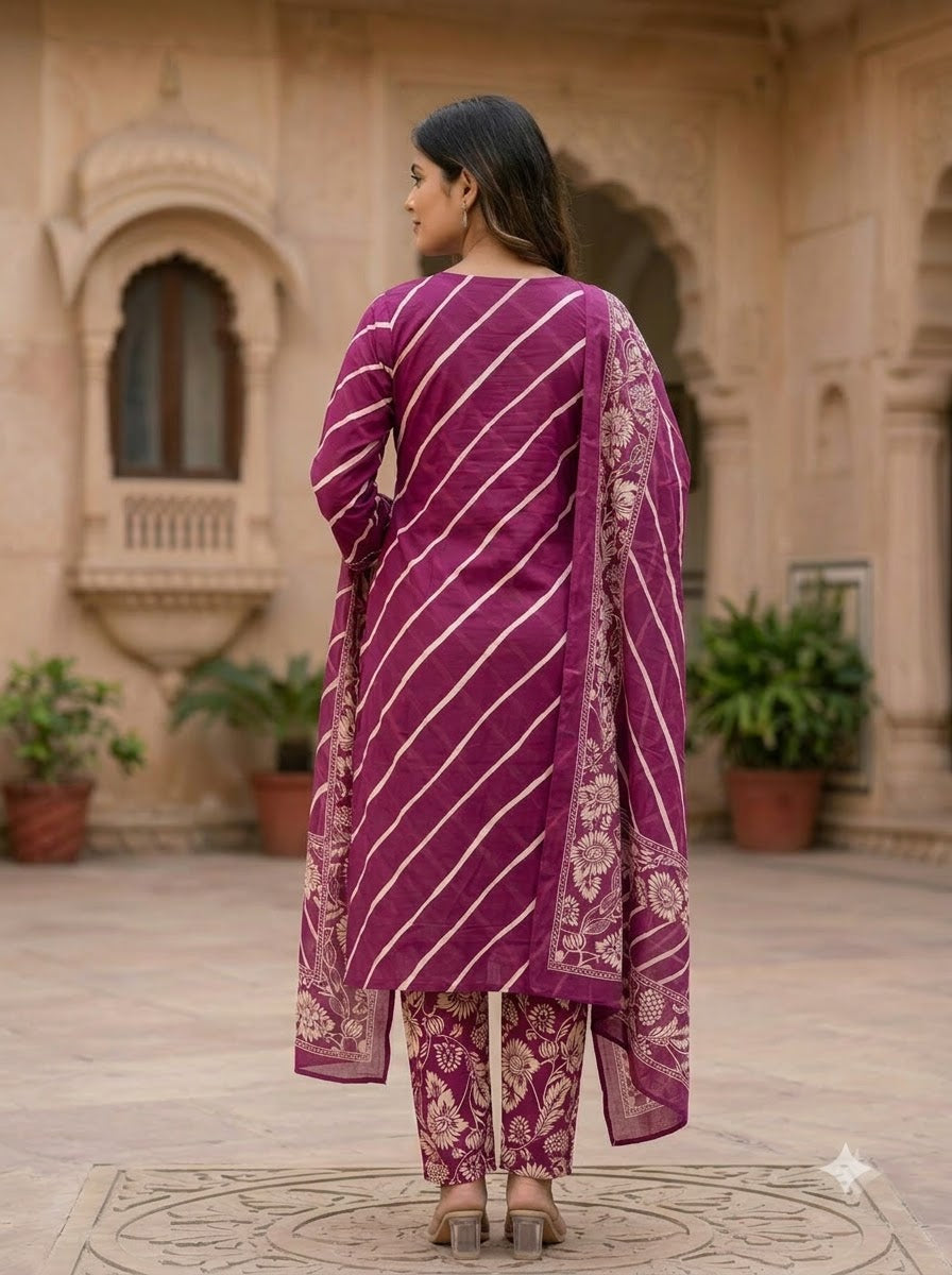 Jamuni Noor Leheriya Suit Set KST14