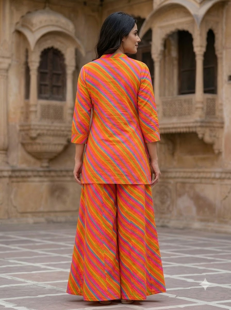Kesari Leher Leheriya Coord Set COS08