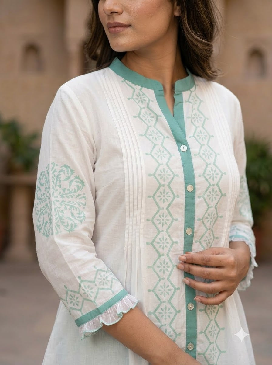 Mint Ivory Peplum Sharara Coord Set COS05