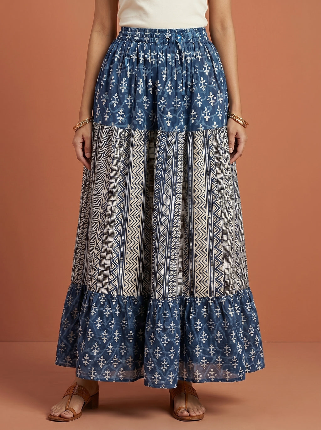 Indigo Folk Long Skirt SKT01