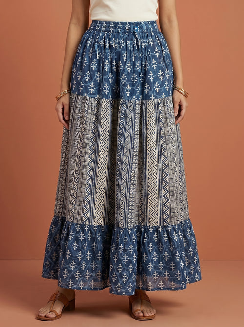 Indigo Folk Long Skirt SKT01