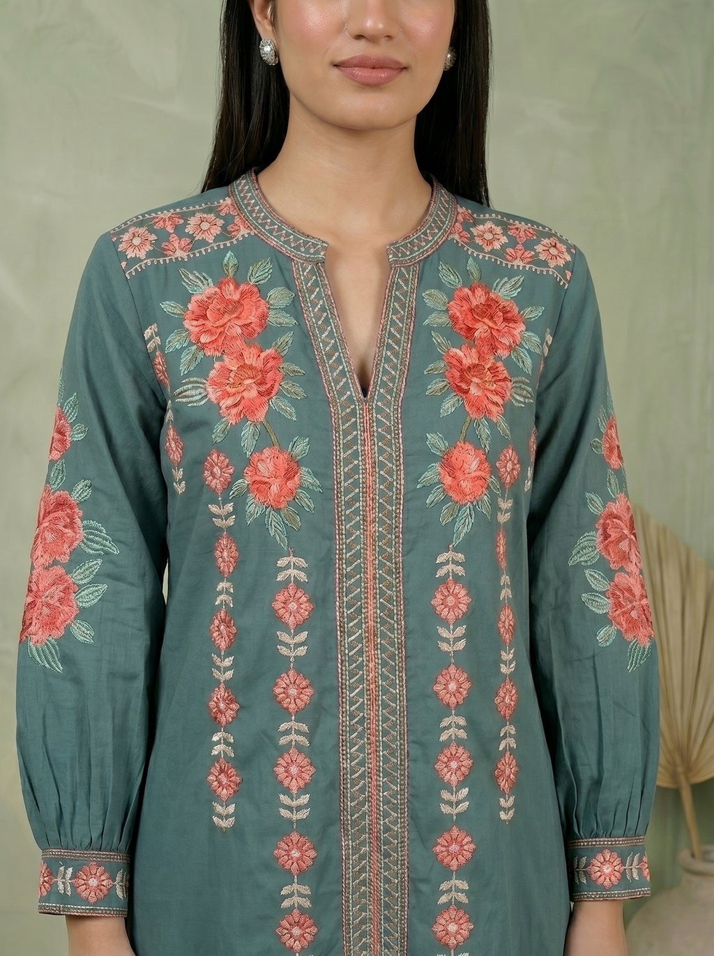 Gulnaar Teal Cotton Co-ord Set COS03